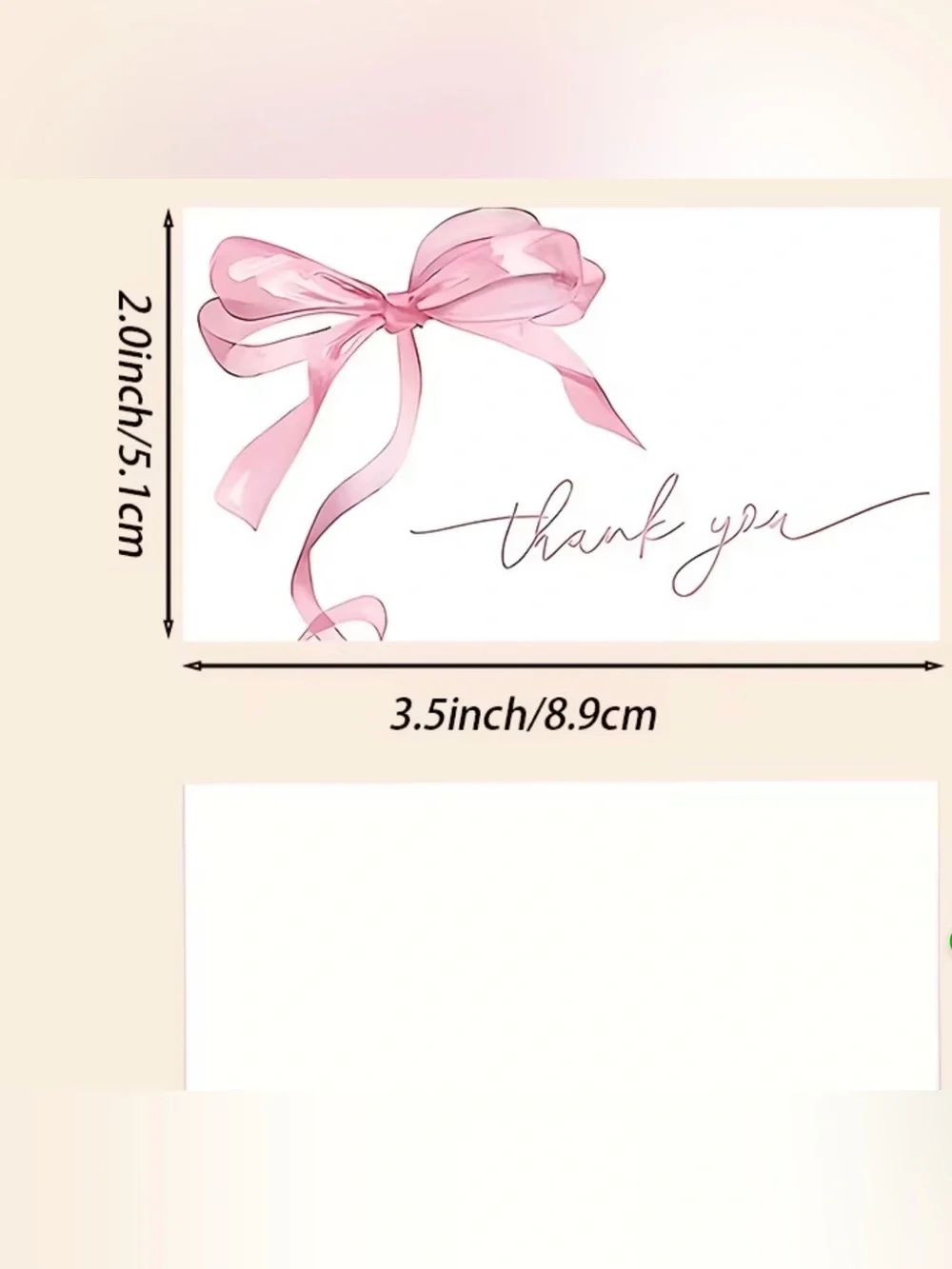 Pink Ribbon Thank You Cards - 50 pc Set of Elegant Note Cards Blank Back
